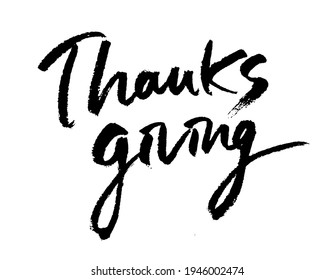 thanks giving calligraphy typography hand write brush pen draw black text keyword 