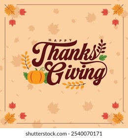 Danke, dass du Feiertagsposten gegeben hast. Typografie Brief Happy Thanksgiving Day.  Text zum Thanksgiving Day. Thanksgiving Day Gruß.  Vektorgrafik, Post in den sozialen Medien, Banner, Poster, Flyer