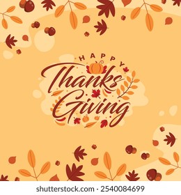 Danke, dass du Feiertagsposten gegeben hast. Typografie Brief Happy Thanksgiving Day.  Text zum Thanksgiving Day. Thanksgiving Day Gruß.  Vektorgrafik, Post in den sozialen Medien, Banner, Poster, Flyer