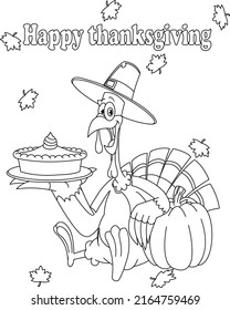 Thanks Giving Coloring Page Kids Stock Vector (Royalty Free) 2164759469 ...