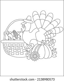  thanks giving coloring page vector art line art thanks giving coloring page for kids