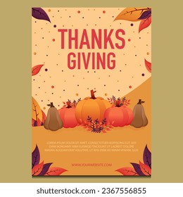 Thanks Giving Day Poster Template. Suitable for Advertising Design