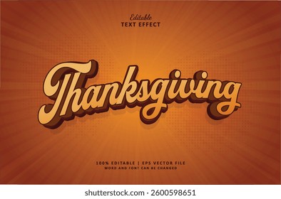 Thanks giving editable text effect  3d template suitable for autumn season
