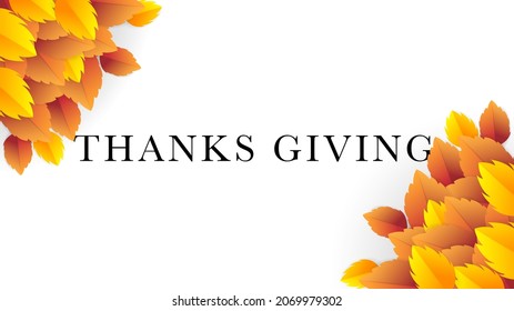 thanks giving  frame leaf autumn isolated on white background ,for content online or banner for your website and template , Flat Modern design , illustration Vector EPS 10