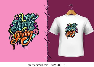 thanks giving graffiti lettering typography art illustration