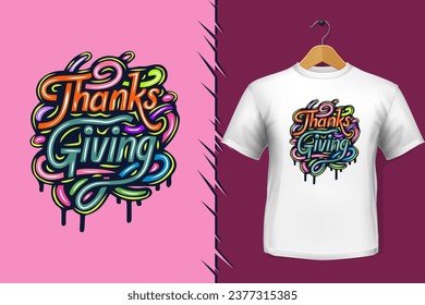 thanks giving graffiti lettering typography art illustration