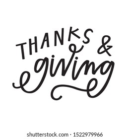 Thanks and giving hand lettered quote