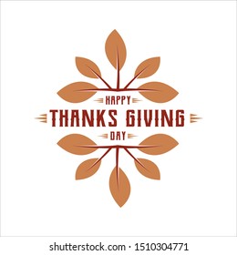 Thanks Giving Leaf Vintage Design Vector