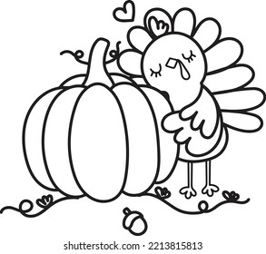 Thanks Giving line art illustration coloring page