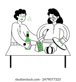 Thanks giving Linear Mini Illustrations 
