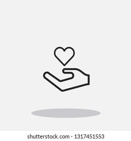Thanks giving love icon with hand and heart icon