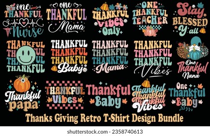 Thanks Giving Retro T-Shirt Design Bundle