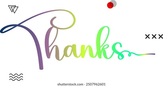 Thanks Gradient color text, Happy Thanksgiving colorful lettering design. Vector