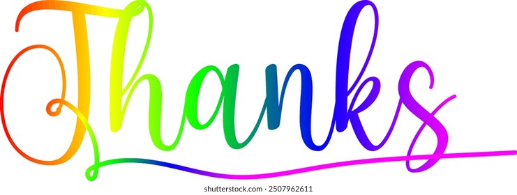 Thanks Gradient color text, Happy Thanksgiving colorful lettering design. Vector