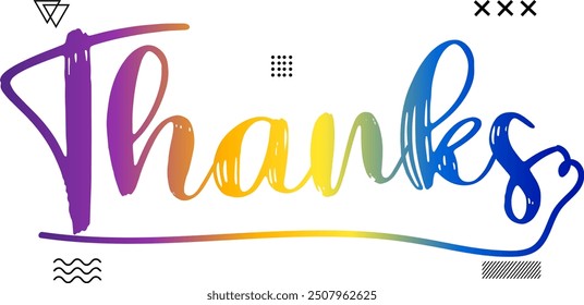 Thanks Gradient color text, Happy Thanksgiving colorful lettering design. Vector