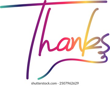 Thanks Gradient color text, Happy Thanksgiving colorful lettering design. Vector