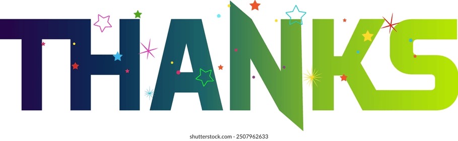 Thanks Gradient color text, Happy Thanksgiving colorful lettering design. Vector