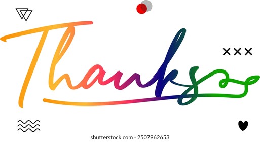 Thanks Gradient color text, Happy Thanksgiving colorful lettering design. Vector