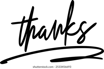 Thanks hand writing for cards, stamps, letters vector file