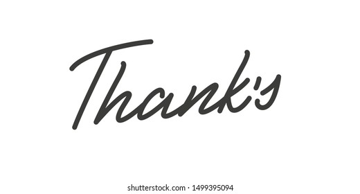 Thank's. Lettering design of Thanks calligraphy label