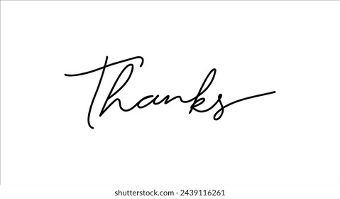 Thanks - lettering vector isolated on white background