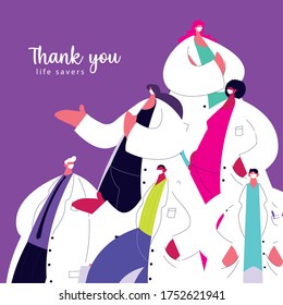 Thanks to the medical staff for their work against the coronavirus vector illustration design