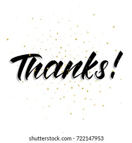 Thanks. Modern handlettering Thanks with polka dot confetti. Greeting card template