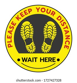 Thanks For Practicing Social Distancing Floor sticker Sign,Social distancing. Footprint sign. Keep the 6 feet or 1-2 meter distance apart. Coronavirus epidemic protective.-Vector illustration 