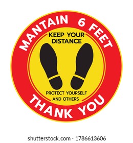 Thanks For Practicing Social Distancing Floor sticker Sign,Social distancing. Footprint sign. Keep the 6 feet or 1-2 meter distance apart. Coronavirus epidemic protective.-Vector illustration 