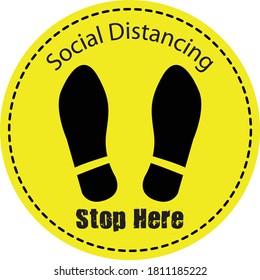 Thanks For Practicing Social Distancing Floor sticker Sign, Social distancing. Footprint sign.