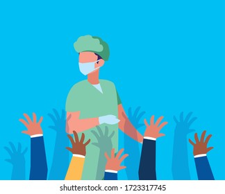 thanks to a professional man for his work vector illustration design
