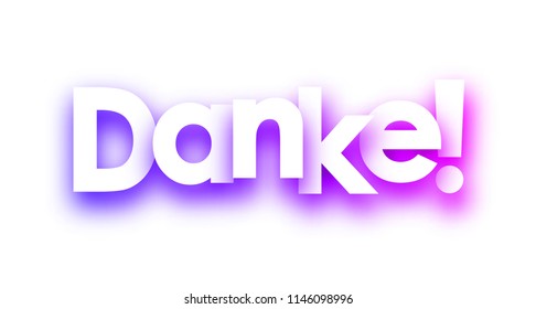 Thanks purple spectrum sign on white background, German. Vector paper illustration.