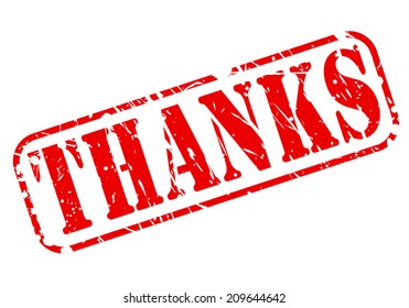 Thanks red stamp text on white