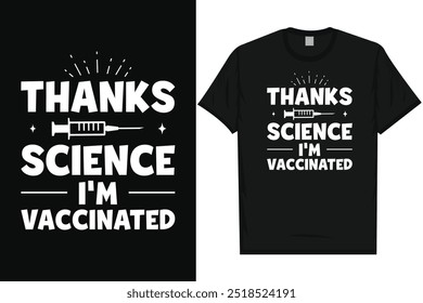 Obrigado ciência eu sou vacinado enfermeiro médico tipografia tshirt design