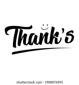 thanks sentence with the smile icon on it