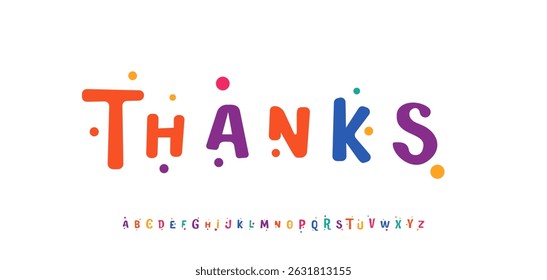 Thanks for subscribers, creative gratitude text, joyful thank you typography. Colorful happy typographic design for greeting card, logo, headline, letter. Vector illustration.