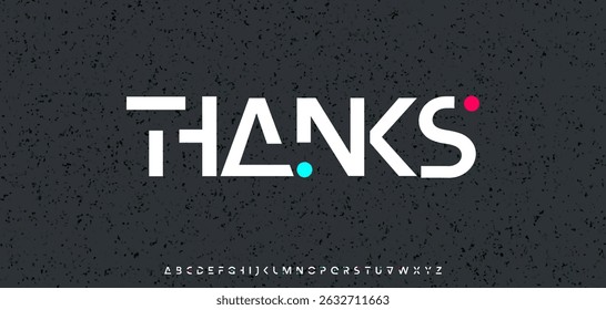Thanks for subscribers, futuristic digital text in techno AI style. Scifi inspired typography with abstract geometric forms for logo, headline, EDM design. Vector illustration.