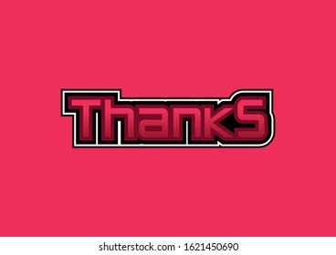 Thanks Text Typography Design template with red color concept