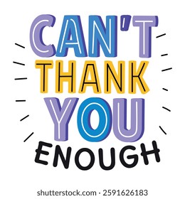 Thanks typography sticker in flat style