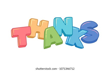 Thanks. Vector colourful letters isolated on white background.