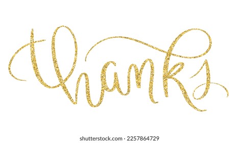 THANKS vector gold glitter brush lettering