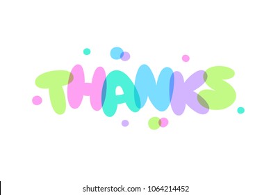thanks vector lettering, colorful bubble text for baby party design