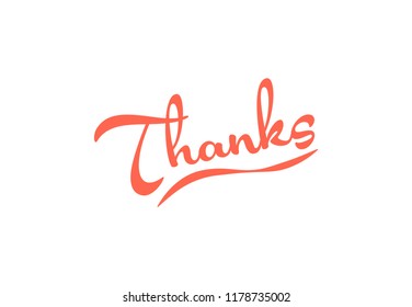 Thanks, vector lettering on the blurred white background
