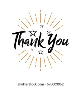 Thanks - Vintage Retro, Handwritten vector illustration, brush pen lettering, for greeting