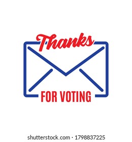 Thanks For Voting Envelope Icon, Election, Poll Ballot Box Vector Illustration Background