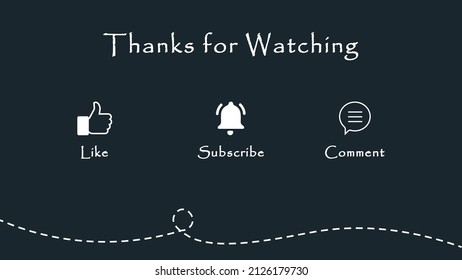 Thanks for Watching with Like, Subscribe and Comment Icon. End Screen Vector Illustration svg