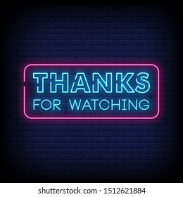 Thanks for watching neon sign style text vector svg