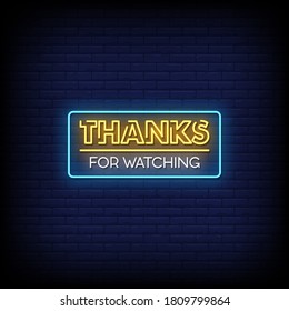 Thanks For Watching Neon Signs Style Text Vector svg
