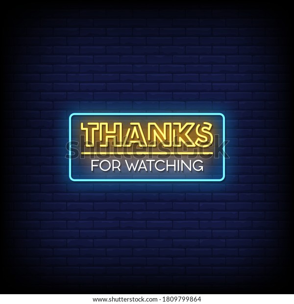 Thanks Watching Neon Signs Style Text Stock Vector (Royalty Free ...