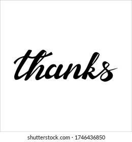 thanks word hand lettering isolated on white background. Gratitude word